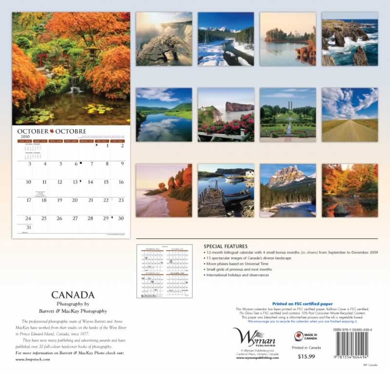 backside of calendar