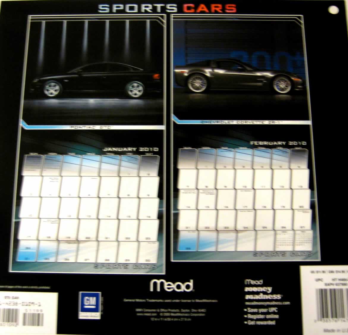 backside of calendar