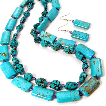 Double Strand Turquoise Necklace Set