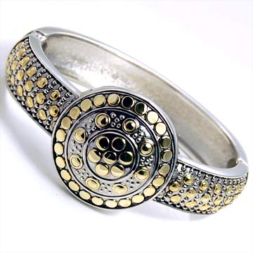 Hinge Bangle with Textured Circles Pattern