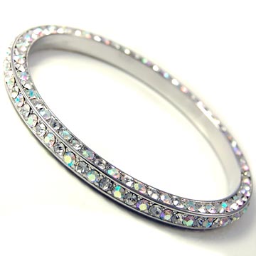 Triple-Sided Rhinestone Ceramic Bangle