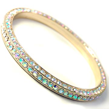 Triple-Sided Rhinestone Ceramic Bangle