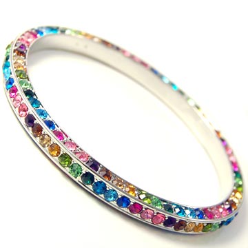 Triple-Sided Rhinestone Ceramic Bangle