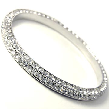 Triple-Sided Rhinestone Ceramic Bangle