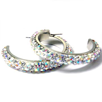 Rhinestone Clay Based Hoop Earrings - 1.5\"