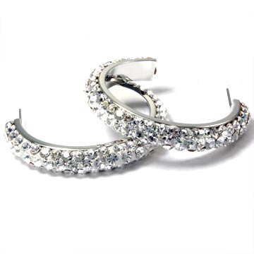 Rhinestone Clay Based Hoop Earrings - 1.5\"