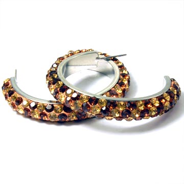 Rhinestone Clay Based Hoop Earrings - 1.5\"