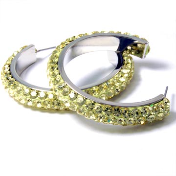 Rhinestone Clay Based Hoop Earrings - 1.5\"