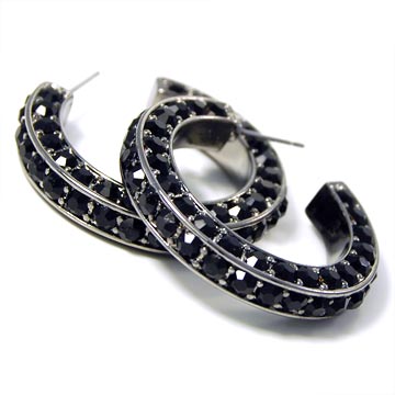 Triple-Sided Rhinestone Hoop Earrings