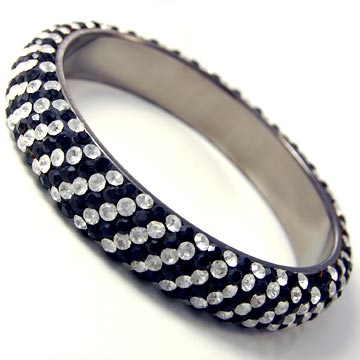 Six-Lined Rhinestone Clay Bangle