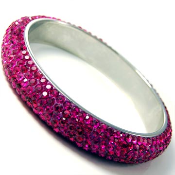 Six-Lined Rhinestone Clay Bangle