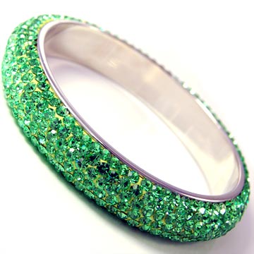 Six-Lined Rhinestone Clay Bangle