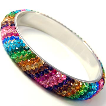 Six-Lined Rhinestone Clay Bangle