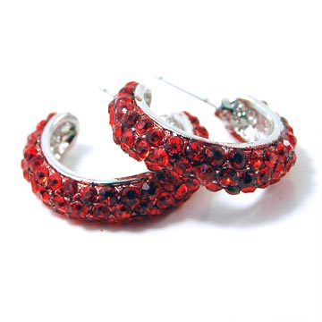 Rhinestone Small Hoop Earrings - 15mm