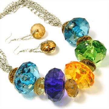 Large Faceted Jewel Necklace Set