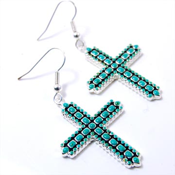 Epoxy Mosaic Cross Cross Earrings