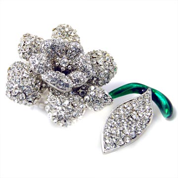 Rhinestone Flower Ring - Elastic Band (one size)