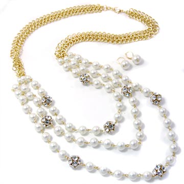 Tiffany Ball & Glass Pearl Necklace Set