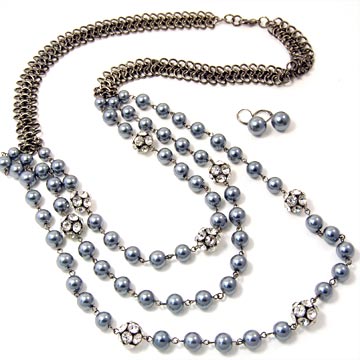 Tiffany Ball & Glass Pearl Necklace Set