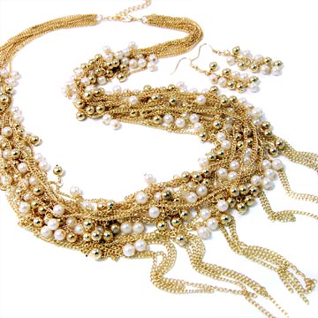 Multi-Layer Pearl Chain Necklace Set