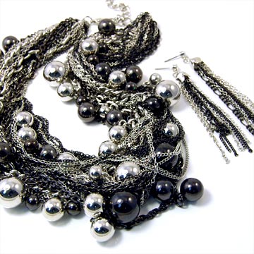 Multi-Layer Ball & Chain Necklace Set