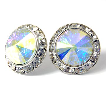 Large Framed Swarovski Crystal Earrings - 20mm