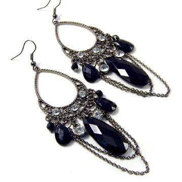 Teardrop & Chains Chandelier Earrings