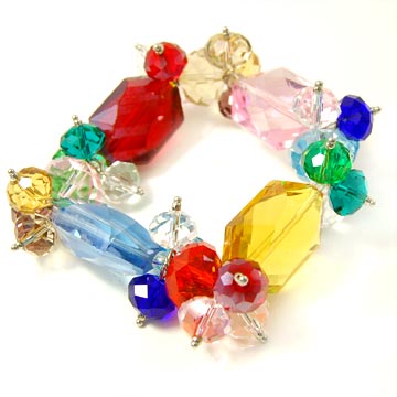 Faceted Crystal & Glass Stretch Bracelet