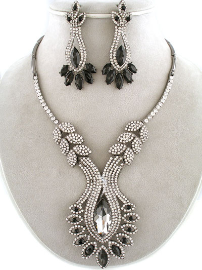 Crystal set - jet/ pewter