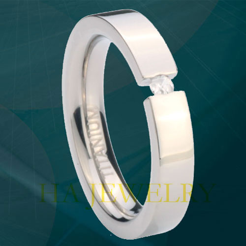 4MM FLAT TOP TITANIUM TENSION ROUND CZ RING SIZE 5