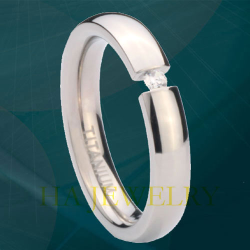 4MM TITANIUM DOME HIGH POLISH TENSION CZ RING SIZE 7