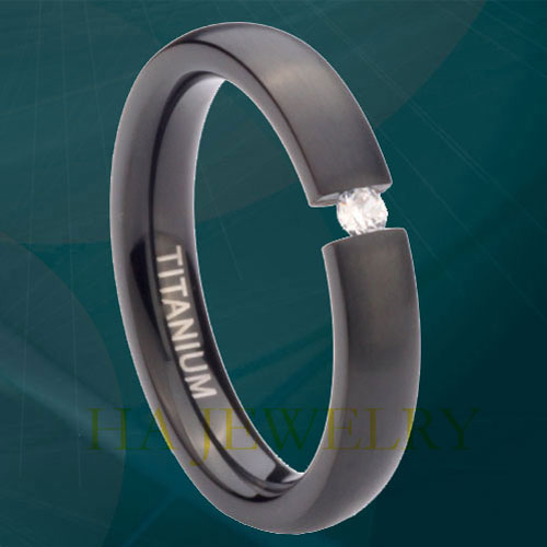 4MM BLACK TITANIUM DOME SATIN CZ TENSION RING SIZE 8
