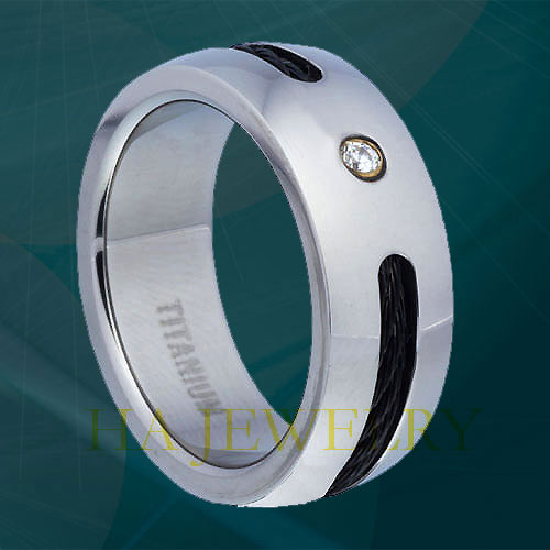 2.7CT Filigree CZ Women Set & Cable Inlay Titanium Ring