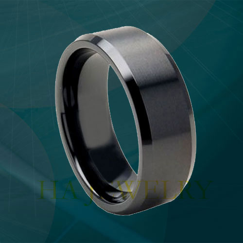 5MM BLACK TUNGSTEN FLAT TOP WEDDING RING SIZE 4-9