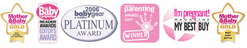 Mother and Baby Gold Award - Prima Baby Editors ward - Babygear Platinum Award - Practical Parenting 2007 - I'm Pregnant My Best Buy