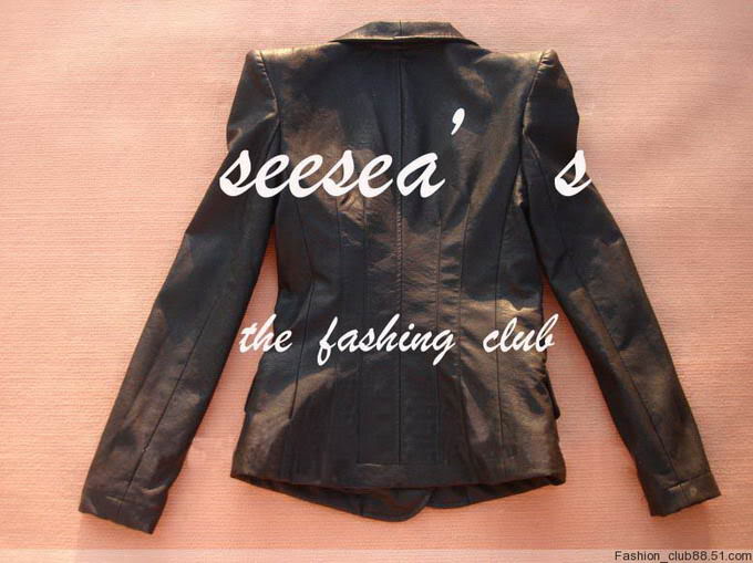 Shoulder Pad Leather Jacket BLB0021