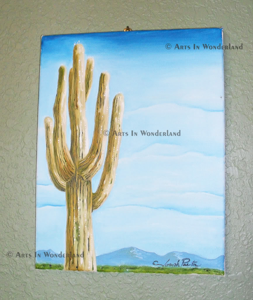 cactus,desert,sand,art,original painting