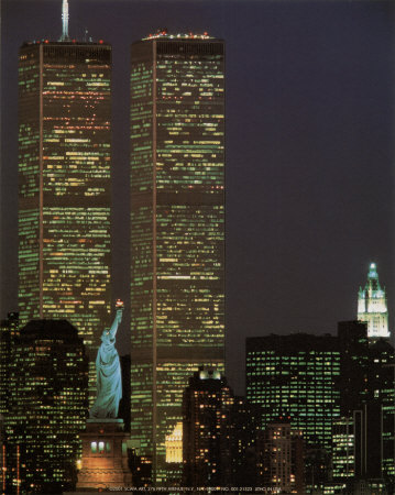 World Trade Center with Statue of Liberty Art Print