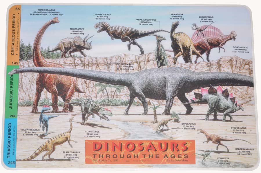 DINOSAURS - THROUGH THE AGES Educational Early Learning Preschool Placemat