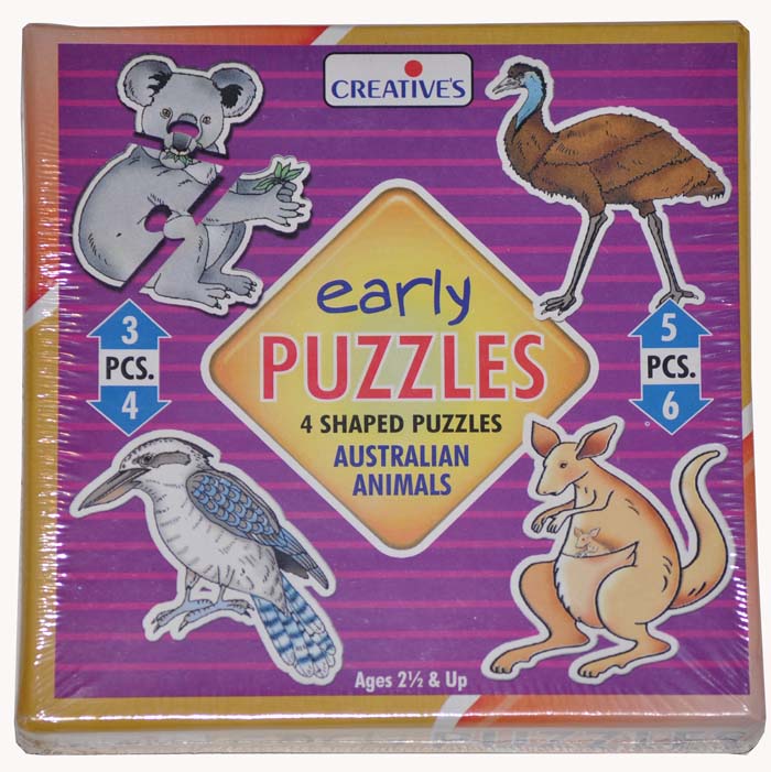 Early Puzzles AUSTRALIAN ANIMALS - 4 Shaped Jigsaw Puzzles for Toddlers and Preschoolers