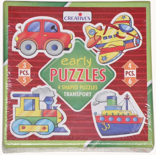 Early Puzzles TRANSPORT - 4 Shaped Jigsaw Puzzles for Toddlers and Preschoolers