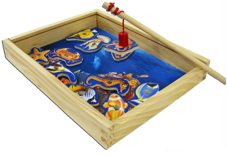 MAGNETIC FISHING Game in WOODEN BOX - Gross Motor Skills, Coordination & PRETEND PLAY