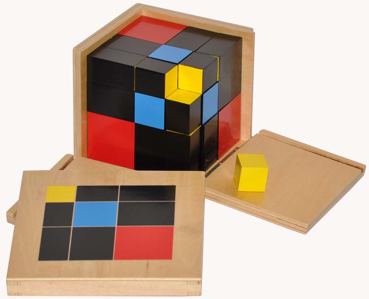 MONTESSORI TRINOMIAL Cube with Tray AlGEBRA & MATHEMATICS School Homeschool