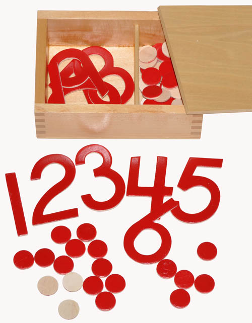 MONTESSORI CUT-OUT Numerals and Counters with Box - Mathematics