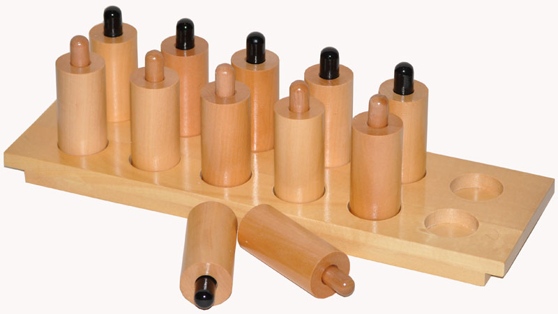 MONTESSORI Wooden PRESSURE CYLINDERS with tray - Sensorial Exercise