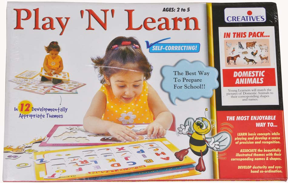 Play 'N' Learn - DOMESTIC ANIMALS Self-correcting Early Learning Educational Puzzle