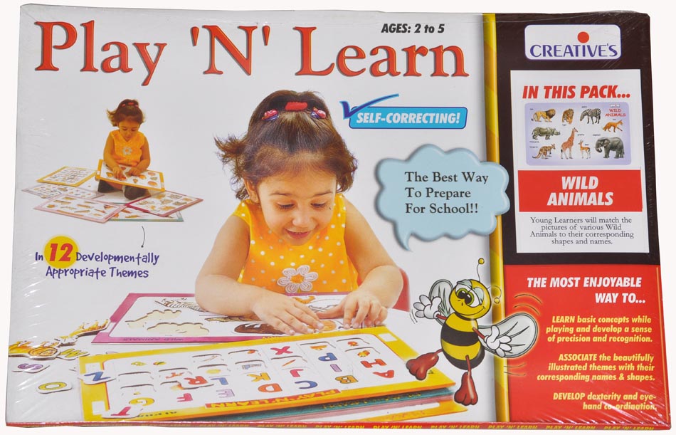 Play 'N' Learn - WILD ANIMALS Self-correcting Early Learning Educational Matching Puzzle