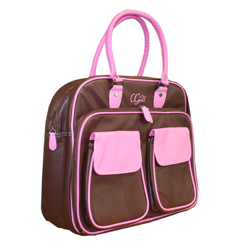CGull Cricut Cartridge Tote - Brown / Pink Leather