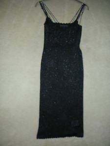 SIZE 1  6 8 BLACK SPARKLY CROCHET  KAREN MILLEN  DRESS