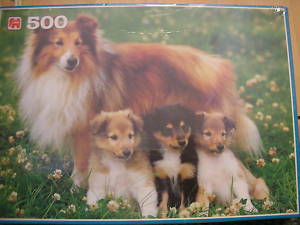 BNIB NEW JUMBO 500 PIECE  JIGSAW PUZZLE COLLIE PUPPIES 